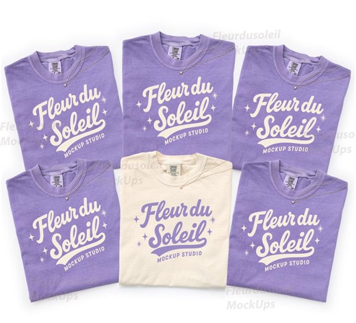 Comfort Colors 1717 Group Mockup, Violet Ivory T-shirt Flat Lay, BC1717 Tee, Simple Minimal Neutral Basic Background Mockup, Real Photo - Etsy