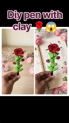 🌹✨ DIY Beautiful Rose Flower Pen | Easy & Cute Craft 🖊️ #diy #handmade #shorts #trending