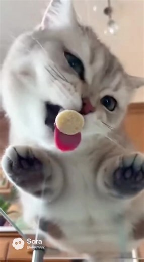 The tongue pressure is real! 👅 He looks like a cute alien from this angle 👽😂 Note: This video is entirely generated by AI (Sora). The locations and people are fictional. #Sora #AIClip #CatUnderGlass #FunnyFace #ASMR