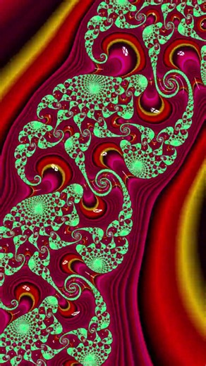 #fractal #shorts #animation Temple of Infinite Iterations — Red‑Pink Mandelbrot on Sacred Neon Green