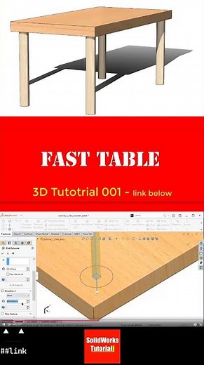 SolidWorks Tutorial #001: 3D Modelling of Fast wooden table - New SW22 mirror feature #3d #design