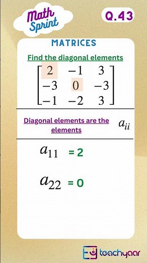 M43) Matrix Diagonal | Identify the diagonal elements | Matrices | Learn Maths
