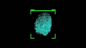 Fingerprints scanning motion graphics with plain black background