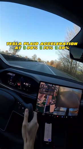 Chéng on Instagram: "Tesla Model S Plaid 100-200 kph acceleration on German autobahn with different battery level"