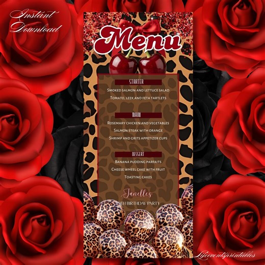 Cheetah Printable Birthday Party Menu Template, Leopard Editable Menu Card, Birthday Dinner Table Menu Download - Etsy Canada