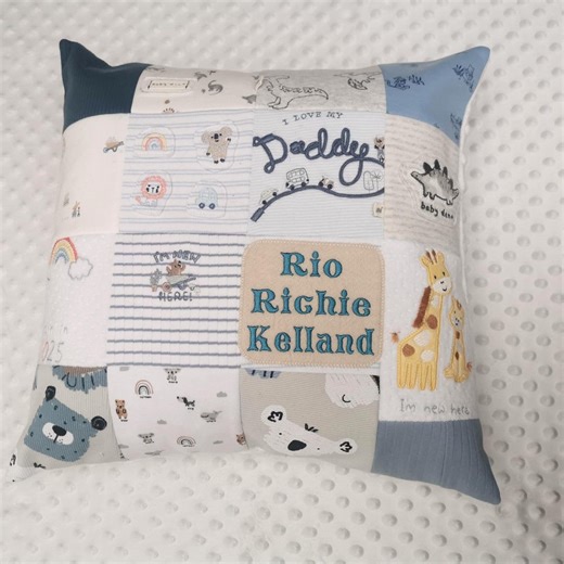 Personalised Double Sided Memory Pillow, Made From Baby Clothes, Keepsake Cushion - Etsy