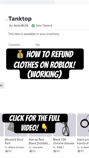 💰 How To REFUND CLOTHES On ROBLOX! Get Robux Back! (Working) #roblox #shorts