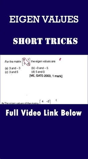 GATE Exam for All Branches |Eigen Values and Eigen Vectors Short Tricks|Previous Year Gate Questions