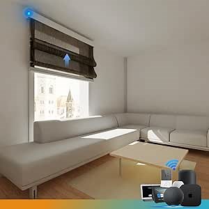 Motorized Roman Shades, 40% Blackout Motorized Blinds, Work with Homekit Thread, Alexa Google Home, Remote Control Roman Shades for Windows Customize (Brown)