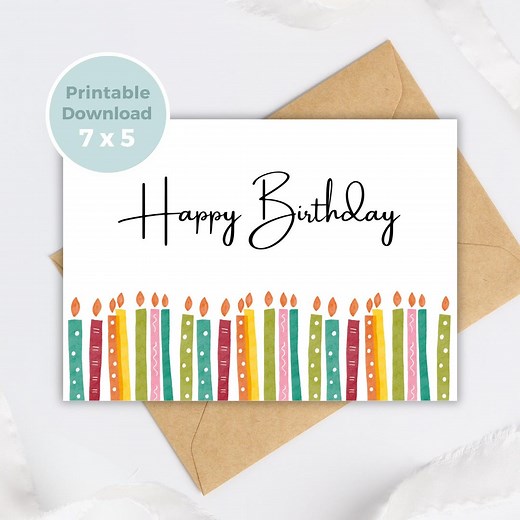 Printable Birthday Card, Instant Download, Digital Greeting Card, Happy Birthday Card, Print at Home BC0001 - Etsy
