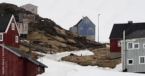remote village Kulusuk in Greenland during the winter time