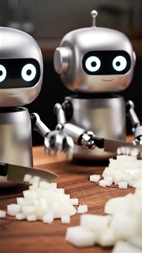 TINY ROBOTS ARE CHOPPING ONIONS.
