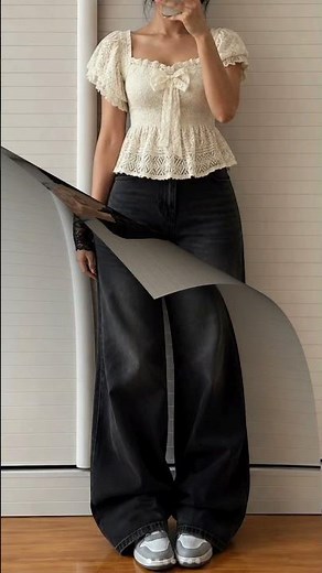 5 Ways to Style Black Wide Leg Jeans 🖤 Outfit Ideas #celebrties #camerashy #viralpics #viralpicture