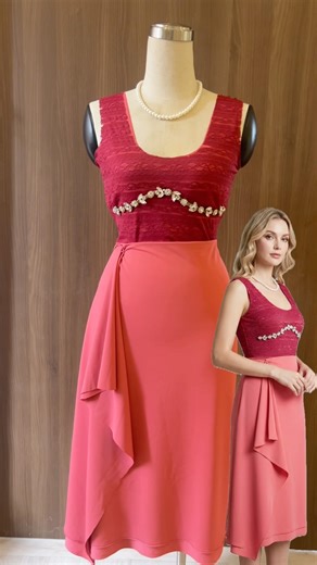 Maroon & Pink: A Match Made in Fashion Heaven! 💕🔥#shorts #colorblock #diydress