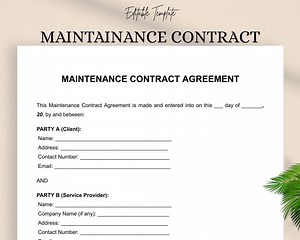 Maintenance Contract Template | Editable Service Agreement DOC & PDF - Etsy Australia