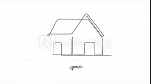 Animated self drawing of Spain traditional house video design illustration. Europe country traditional house in simple linear style video design concept. Historical education for all students people