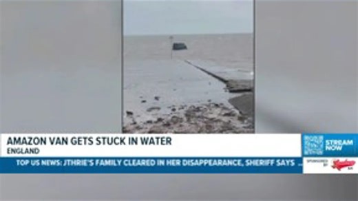 Amazon van gets stuck in water