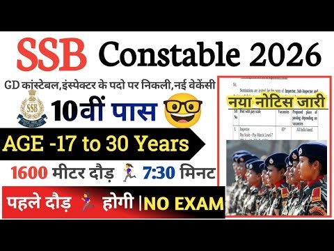 SSB Constable Rally Recruitment 2026 Notification | SSB Constable New Vacancy 2026 | Bharti January