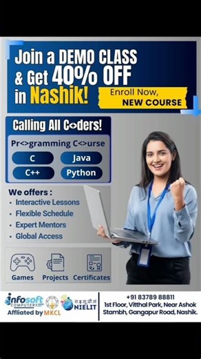 Admissions Open - Infosoft Computers Nashik. #infosoftcomputers #programming #coding #viral