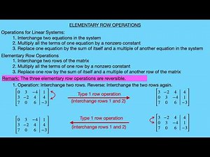 Elementary Row Operations