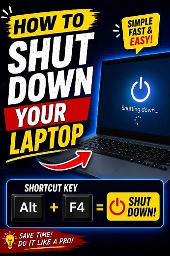 How To Shut Down Your Laptop 💻 | Alt + F4 Trick #shorts