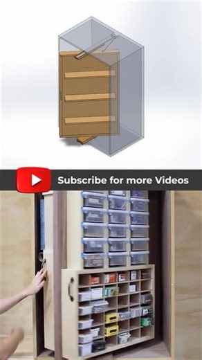 Unique Rotating Cabinet Design in #solidworks | Smart Space Saving Idea #shorts | Master CAD Studio