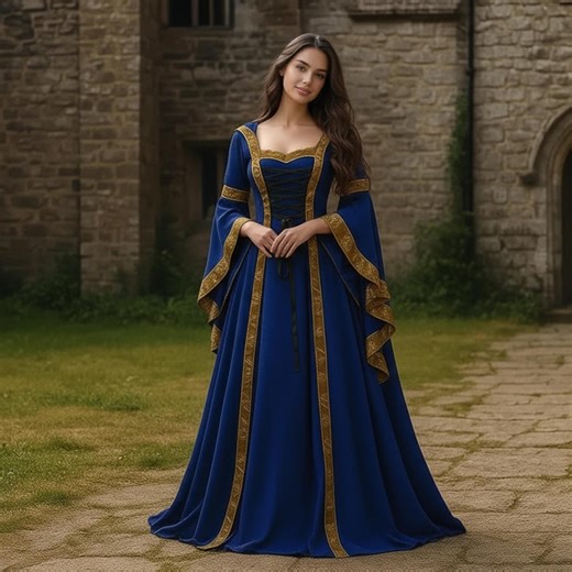 Renaissance Chic Medieval Long Dress – Gothic Gown Cosplay Outfit for Women, Lady Costume, Renaissance Fair Maxi Festival Fashion - Etsy