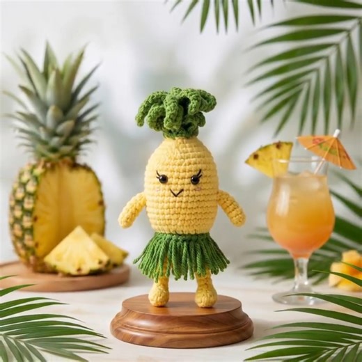 [Fruit Cuties 02] Hula Pineapple: Learn this viral crochet stitch to make it move!