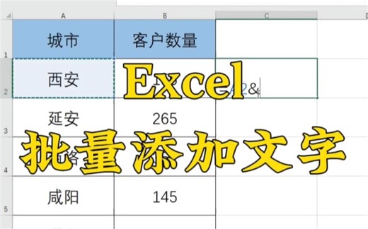 Excel批量添加文字