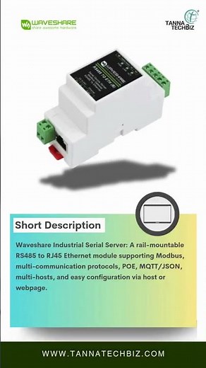 Waveshare Industrial Serial Server | RS485 to RJ45 Ethernet | PoE Option | IoT & Modbus Gateway