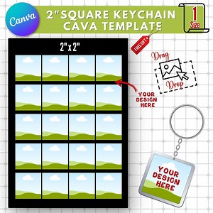 2" Square Keychain Template: Editable Canva Design (digital Download) - Etsy