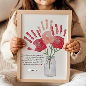 Flowers Handprint Art Template Preschool, Bouquet Valentines Day Handprint Craft Kids, DIY Vday Poem Hand Print Gift From Toddler to Mommy - Etsy