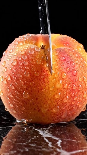 Satisfying 8K Hyper Realistic Giant Peach Cutting in One Perfect Slice 🍑🔪