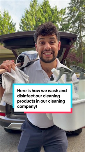 Here is how we wash and disinfect our cleaning products and tools in our cleaning company! #deepcleaning #cleaning