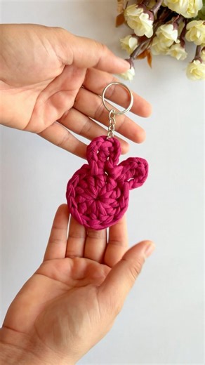 Crochet bunny keychain #crochet #diykeychains #diy #crochetcrosai