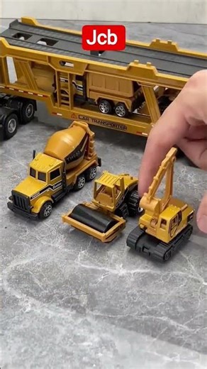 JCB construction transport excavator crane concrete mixer bulldozer dumper carries by flatbed #jcb