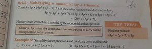 8.4.2 Multiplying a monomial by a trinomial Consider 3p×(4p2 5p... | Filo