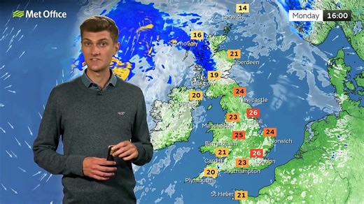 Met Office Monday Morning weather forecast 16/06/2025