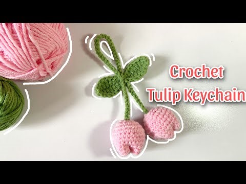 How To Crochet a Tulip Keychain | Easy Crochet Tulip 🌷