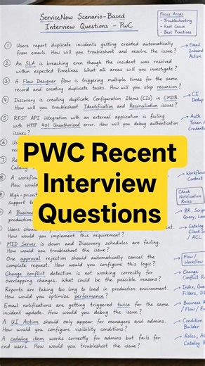 PWC Recent servicenow Interview Questions #servicenow #skfacts