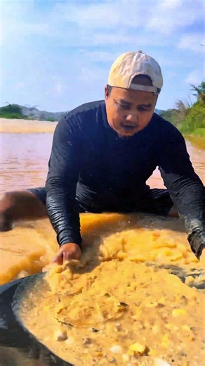 A myriad of gold on red material because the soil containing high levels of gold is reddish