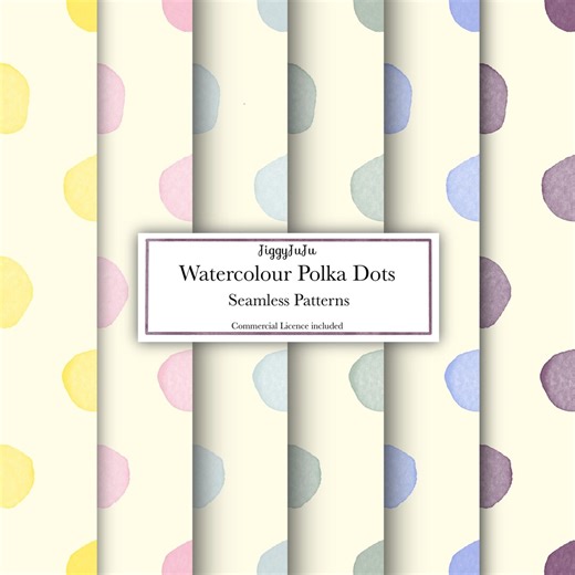 Polka Dot 6 Pattern Bundle | Digital Paper | Seamless Patterns | Watercolour Style (digital Download) - Etsy