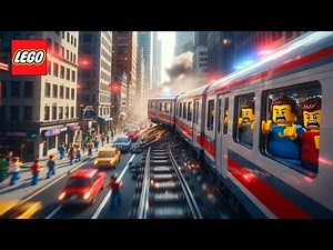 LEGO Train Crash Ride Fail 🚂💥 Stop-Motion Disaster Scene | LEGO AI animation