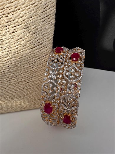 Diamond Ruby Bangles ,CZ Indian Bangles, Pakistani Jewelry, Bracelets/kada - Etsy