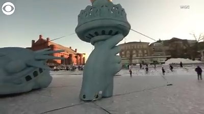 6.9K views · 55 reactions | GIANT LADY LIBERTY: A large inflatable Statue of Liberty is up on Lake Mendota in Wisconsin as part of a winter carnival. Lady Liberty's head and torch first appeared on the icy surface in 1979 as a prank by a student association group at the University of Wisconsin. | KCTV5 News Kansas City | Facebook