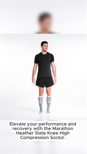 Marathon Heather Slate Knee High Compression Socks for Running, Training, Work and Recovery - Wide Calf Sizes, Graduated Compression 20-30 mmHg, Moisture Wicking, Made in USA, Men & Women