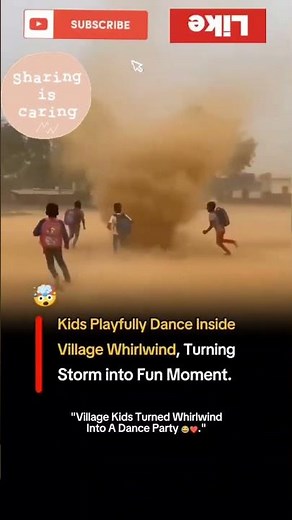 Viral clip shows village kids turning a spinning whirlwind into dance floor #viral #cyclone #shorts