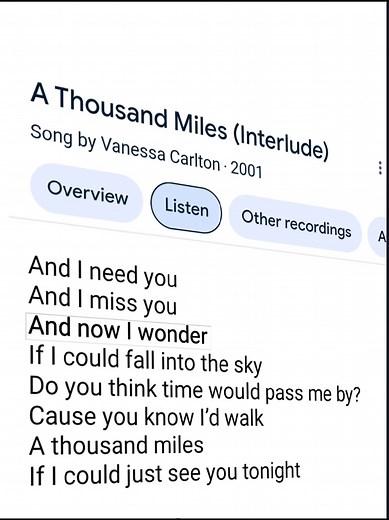 A Thousand Miles - Full Lyrics and Song Details