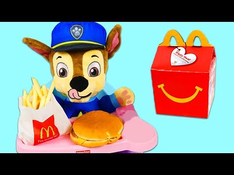 Paw Patrol Chase Enjoys A Mcdonald's Happy Meal!