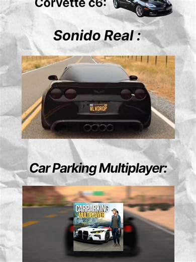 Comparando sonido Real contra el de Car parking🔊Version:Corvette c6😜 #carparkingmultiplayer #comparacion #song #corvette #fyp